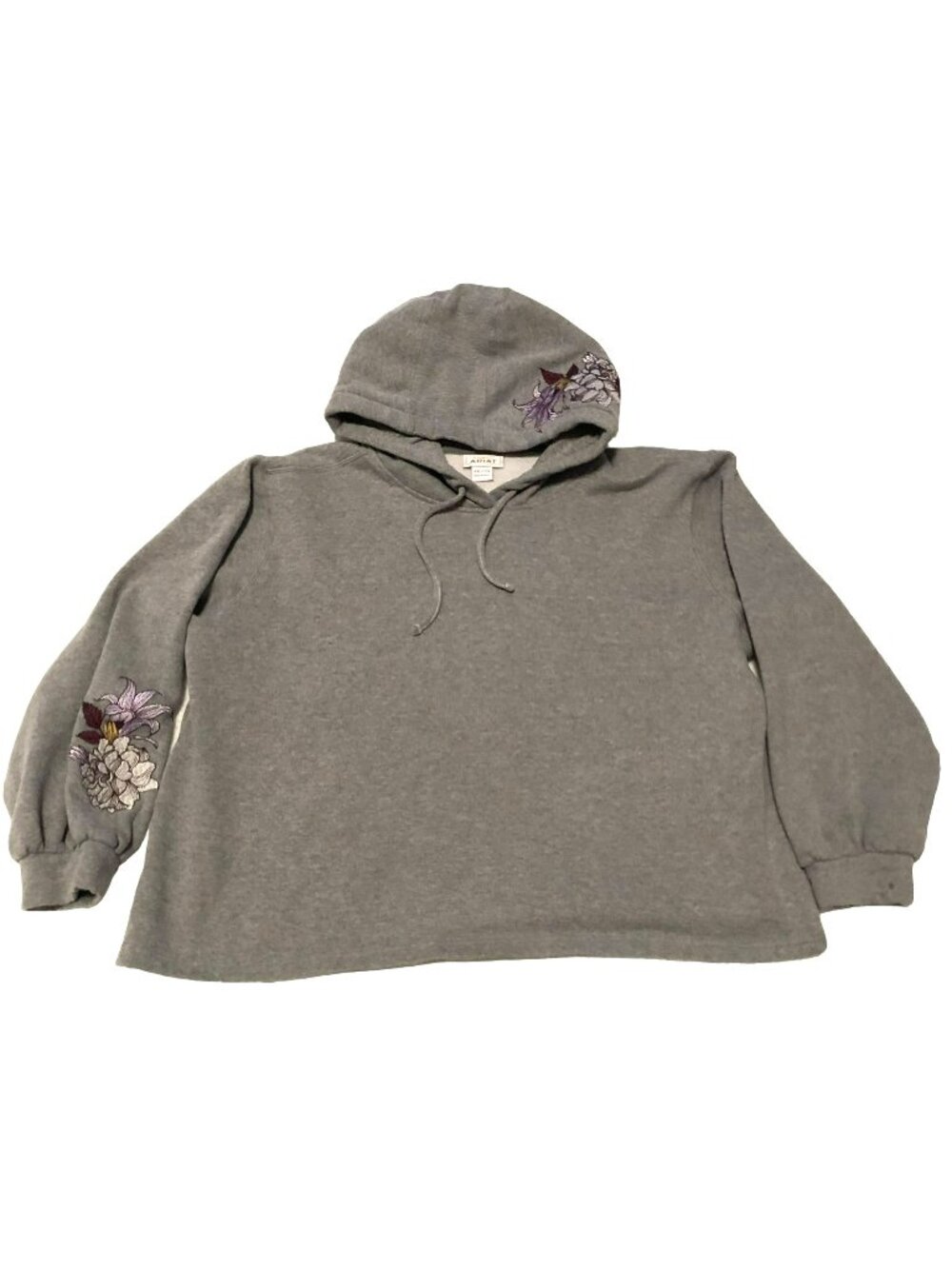 Ariat Cropped Hoodie Sz 2XL Gray Embroidered Hood and Sleeve Western Womens